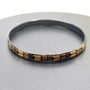 Steinback Studio Wien Austrian Vintage MCM Black Gold Enamel Bangle